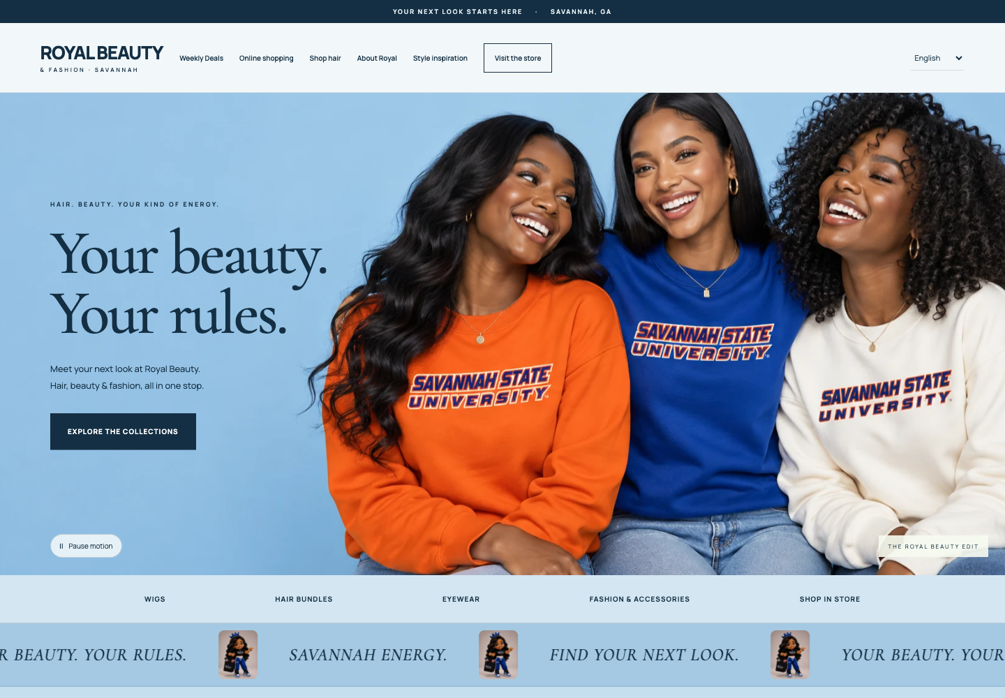 Desktop view of the Royal Beauty website